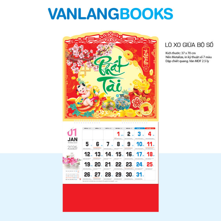Lịch Treo Tường 2026 Văn Lang - Đồng Ngư Phát Tài (VLLXG06) Cao Cấp ...