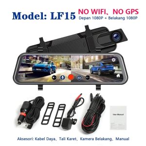Dashcam Mobil WIFI GPS 4K DVR Car Camera 10 inci IPS sentuh kamera layar perjalanan perekam cermin penglihatan belakang Full HD 2K Night Vision Stream Media Dual Lens Car Camera Spion 170° Wide Loop Recording Perekaman Loop 24 Jam