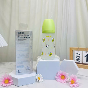 Bình sữa thủy tinh Jubon bọc silicon (Hàn Quốc) cao cấp cho bé dung tích 150ml và 240ml TẶNG KÈM NÚM HÚT