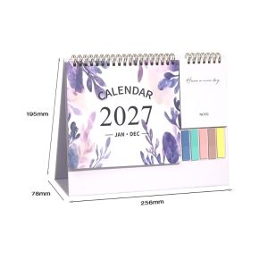 OWNNEW Nghiên cứu hàng ngày Lịch để bàn hoa năm 2027 Có thể gấp lại Tháng 1 năm 2027 - Tháng 12 năm 2027 Lịch tiếng Anh Di động Kế hoạch Lịch hai cuộn dây Trang chủ