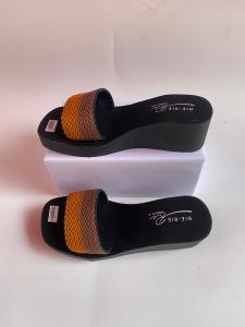 SANDAL WEDGES WANITA SLOP KOMBINASI 2WARNA TERBARU TREND