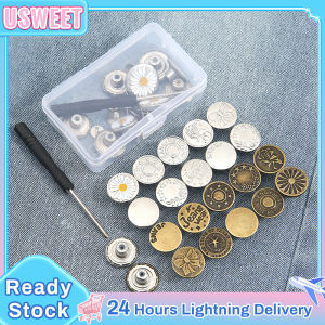 10Pcs Jeans Buttons Replacement 17mm No Sewing Metal Button Snap Fastener Pants Pins Multiple Styles Diy Pants Modified Waist Size Sewing Accessories
