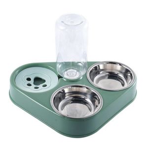 OUTOPEN 3 in 1 Stainless Steel Pet Supplies Feeder Water Dispenser Food Water Cat Bowls Dog Bowls Pet Dog Feeder Dog Supplies