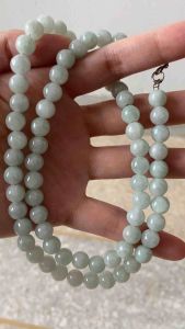 สร้อยคอ สร้อยคอหยก สร้อยคอหยกแท้ สร้อยคอหยกดิบ สร้อยคอหยกพม่า สร้อยคอหยกพม่าดิบแท้ Jadeite Type A ขนาด 8 มม. ยาว 22.5”