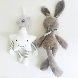 Soft Bunny Sleeping Mate Stuffed &Plush Newborn Animal Gift Infant Strollers Crib Hanging Baby Rattle Stroller Toys