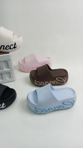 2026 New Style Color-Block Letter EVA Thick-Soled WomenS Outdoor Height-Increasing Beach Anti-Odor Sandals