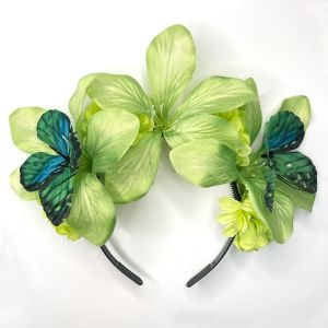 YOCKY Ngọt ngào Vòng tóc hoa mô phỏng Vòng hoa Bướm Băng đô vương miện hoa Bãi biển Mũ đội đầu Phụ kiện tóc lễ hội Ảnh chụp