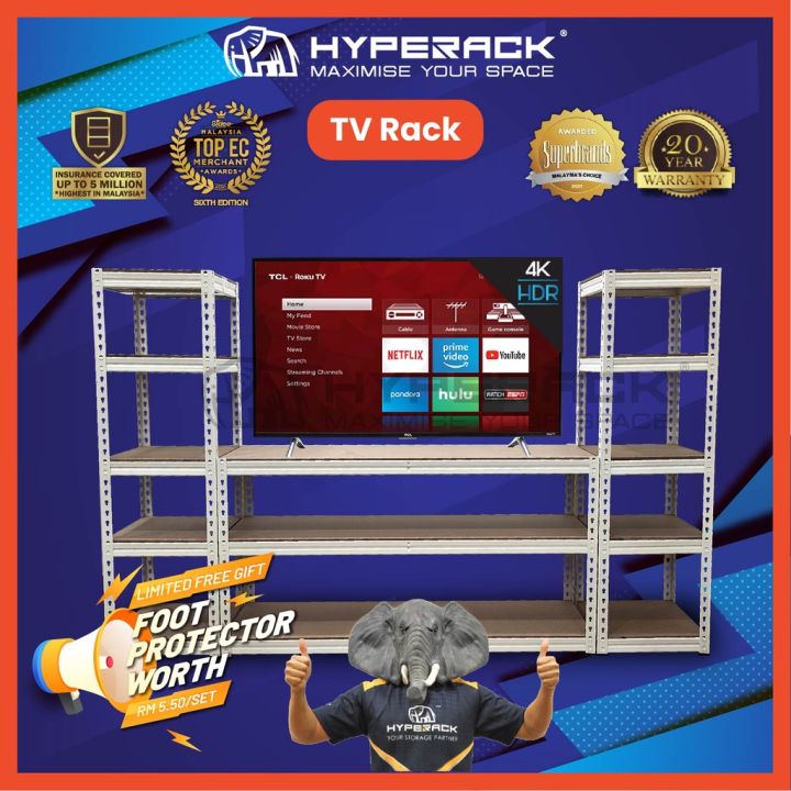 HYPERACK ™️ [Best Quality] Rak TV Rack Shelf TV 4ft 5ft Storage Rack TV Rack Meja TV