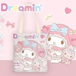 Hello Kitty Canvas Bag Cartoon Sanrio Kuromi My Melody Portable Shoulder Bag Light and Large Capacity Shopping Bag Travel Bag Gift Toy