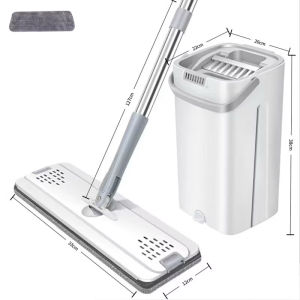 NEST Flat Mop With Bucket Hands Self Wringing Free Mop Wet&Dry Use Floor Squeegee Self Wash Home Floor Cleaning Mop