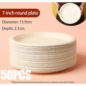 50pcs Disposable Plate 9-10" Extra Strong Microwave Safe Paper Plate Cut Oil Resistant