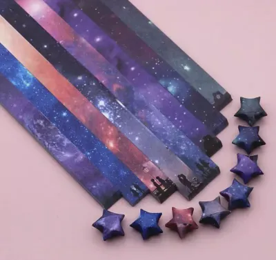 💖Jalur Kertas Origami Lucky Star DIY pelbagai warna Kraf Kertas Lipat