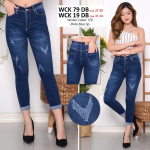 Celana Jeans 7/9 Cropped Spray Stik Balik 27-34