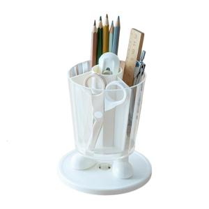 ที่วางปากกาแบบหมุนที่จัดระเบียบบนโต๊ะที่มีช่องเก็บดินสอกล่องเก็บของศิลปะสำหรับสำนักงานบ้าน