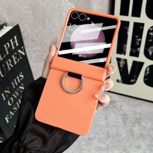 Ring Holder Matte Candy Solid Color Case for Samsung Galaxy Z Flip 7 6 5 flip7 zflip Screen Film Protector Hard Shockproof Cover