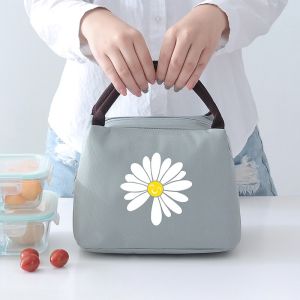Kids Lunch Bag Small Daisy Cartoon Aluminum Foil Insulated Bag Student Bento Box Bag Picnic Cooler Bag