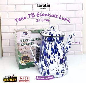 Teko Blirik  TB ESSENTIALS Hijau Biru Enamel 2.1 Liter  / Teko Jadul Jaman Dulu Seng Kaleng Belirik