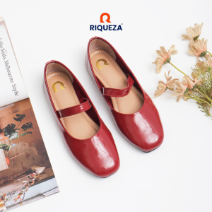 Riqueza XAVIA Sepatu Flat Shoes Wanita Flatshoes Balet Tali Strap Glossy