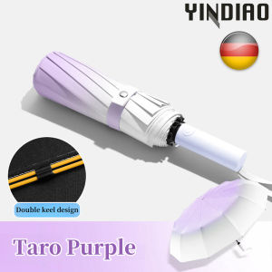 YINDIAO Automatic Umbrella 24 Ribs Gradient Color Double keels Bone Anti-ultraviolet Sunscreen Automatic Umbrella Anti-storm Large Rain Folding Umbrella Parasol