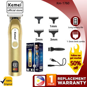 Kemei Km-1760 Hair Trimmer Rechargeable Salon Professional Stainless Steel Blade Electric Hair Clipper Hair Cutting Machine for Men