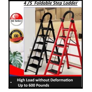 Collapsible ladder Carbon steel thick ladder 5 step Black ladder portable outdoor multi-functional non-slip ladder