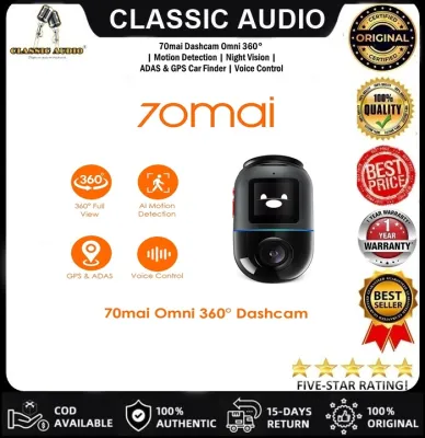 70mai Dashcam Omni 360° | Motion Detection | Night Vision | ADAS & GPS Car Finder | Voice Control