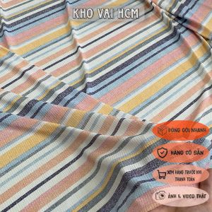 Vải Thun Gân Sọc Màu Khổ 1m5 - May Đồ Bộ Váy Đầm Áo Dài - Co Giãn 4 Chiều Mềm Mỏng Ít Nhăn