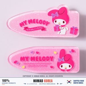 Daiso Korea Sanrio My Melody Hair Clip Sepit Rambut 2 Pcs Segi Tiga / Bintang Merah Jambu Cute