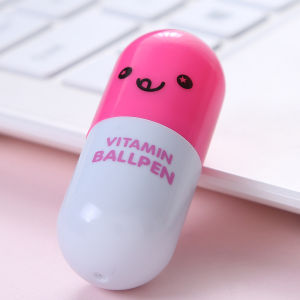 Kawaii Emoji Pen Novelty Creative Retractable Cute Capsule Pill Shape Ballpoint Pen Promotional Gift