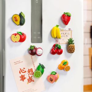 KANNERT 3D Miếng Dán Tủ lạnh trái cây 3D Từ tính Dễ thương Miếng dán từ tính hình trái cây mô phỏng Đa năng Hoạt hình Đồ chơi thực phẩm bằng nhựa Đạo cụ