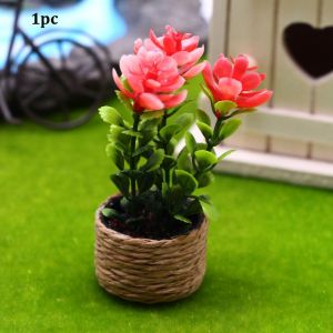 DOWNA 1/2pcs Nhựa Cây cảnh thu nhỏ cho nhà búp bê Đa phong cách Mini Cỏ nước hoa Chất lượng cao 1:12 Hoa đã hoàn thành Đồ trang trí nhà búp bê thu nhỏ