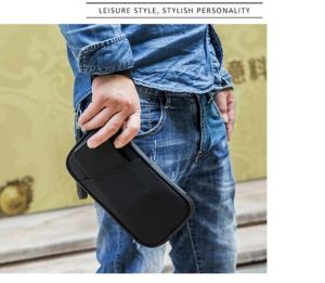 Waterproof Oxford RFID Blocking Travel Document Organizer Passport Wallet Zipper Case Family Passport Holder with Wristlet Strap