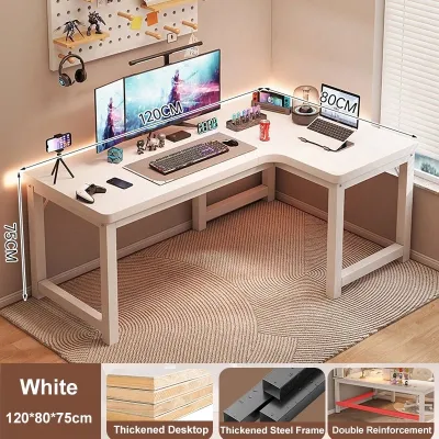 Bewell Computer Table Office Desk L Shaped Game Table Long Corner Study Work Desk Bedroom Corner Desk