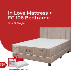 (FULL SET) Goodnite Duocare In Love 11inch 5Zone Pocket Spring Mattress+ FC106 Bedframe