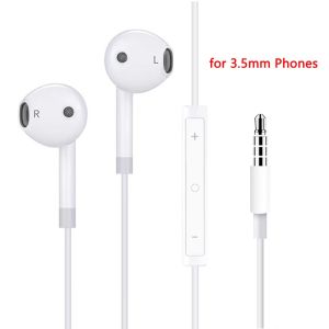 WIRED Sound Stereo In-ear Earphone Earpiece 3.5mm Jack IOS Type C Adapter Compatible with IPhone 17 16 15 14 13 12 5.4 6.7 Mini 11 Pro Max Xs Xr 8 7 6 6S Plus Samsung S10 S9 S8 Note 10 9 8 Huawei P30 P20 Mate 20 OPPO Reno Z R17 R15 Xiaomi Redmi Note 7