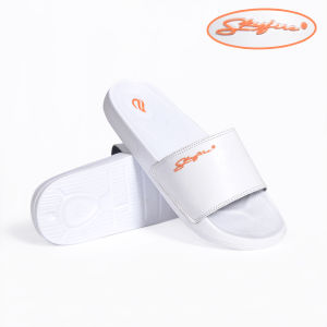 Sendal slop karet pria wanita putih size 39-43 bonus dompet STNK