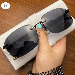 Frameless Square Driving Sunglasses - UV Resistant Anti Glare for Men Women Outdoor