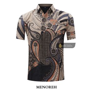 BATIK ARKANZA Motif MENOREH PENDEK Kemeja Baju Batik Premium Pria Cowok Laki Laki Slimfit Full Lapis Furing
