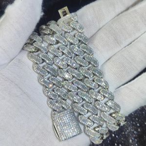 15mm Iced Out Cuban Link Chain 5A+ Baguette Cubic Zirconia Silver/Gold Plated Bling CZ Necklace Hip Hop Rapper Luxury Jewelry