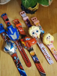 NEW 5 Light Jam Budak Ultraman Transformer Car Frozen Princess Pony Kitty Lampu Muzik Kid Watches Music Light