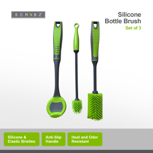 Scrubz Silicone Bottle Cleaning Brush Set of 3