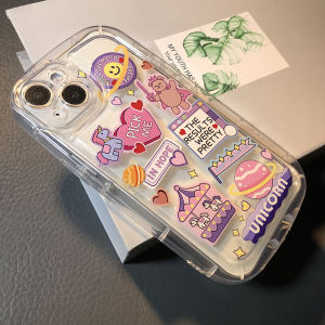 CASE Cocok Untuk iPhone 11 13 12 mini 14 Pro MAX 7 8 6 6 S Plus Case XR XS MAX 7Plus 8Plus SE 2023 iPhone Stiker Kartun Casing Silikon Tahan Benturan