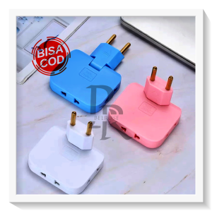 Power Soket 3in1 - Folding Socket Converter US ke EU Sambungan Colokan 3 Cabang Pipih ke Bulat Untuk Charger Handphone Laptop TV