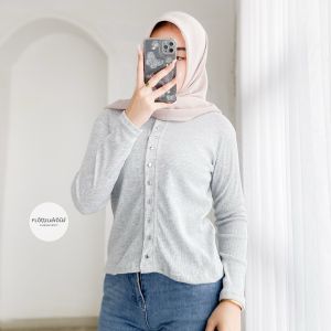KARINA TOP - FLOTTILICIOUS / Atasan Wanita Rib Knit Full Kancing Outfit Korean Style Murah