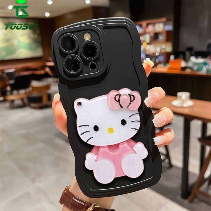 Cute 3D Stereo Cartoon Hello Kitty Make-up Mirror Phone Case Wave