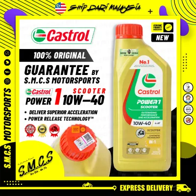 (100%ORI) Castrol 10W40 Power 1 Scooter Oil 1L 4 AT | Fully Syn | Minyak Hitam Skuter NMAX Vario SYM