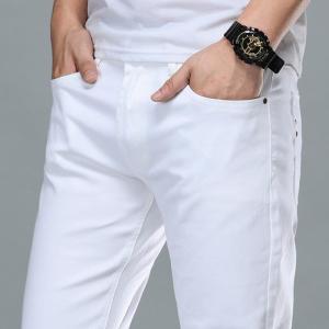 Pure Cotton White Jeans Mens Loose Straight Summer Thin Section Casual Trousers
