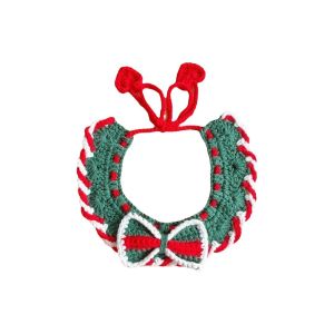 IPIE2 Cute Pet Christmas Hat Jingle Bell Knitted Yarn Dog Bowknot Scarf Xmas Puppy Bib Pom Pom Cat Bell Collar Pet Party