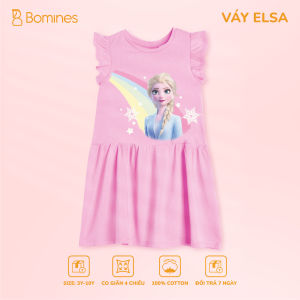 Váy bé gái Elsa cầu vồng BOMINES tay cánh tiên thun co giãn 4 chiều cho bé gái 3-12 tuổi 12-36kg DTNCANHTIENELSACAUVONG