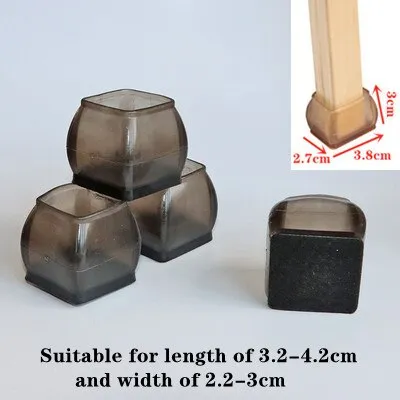 4Pcs Silicone Chair Leg Caps Rectangle Square Round Non-slip Table Rubber Feet Pads Protection Bottom Cover Pads Floor Protector
